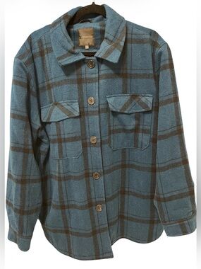 Dynamite Blue Plaid Shacket Jacket | Size L | Fall Layering